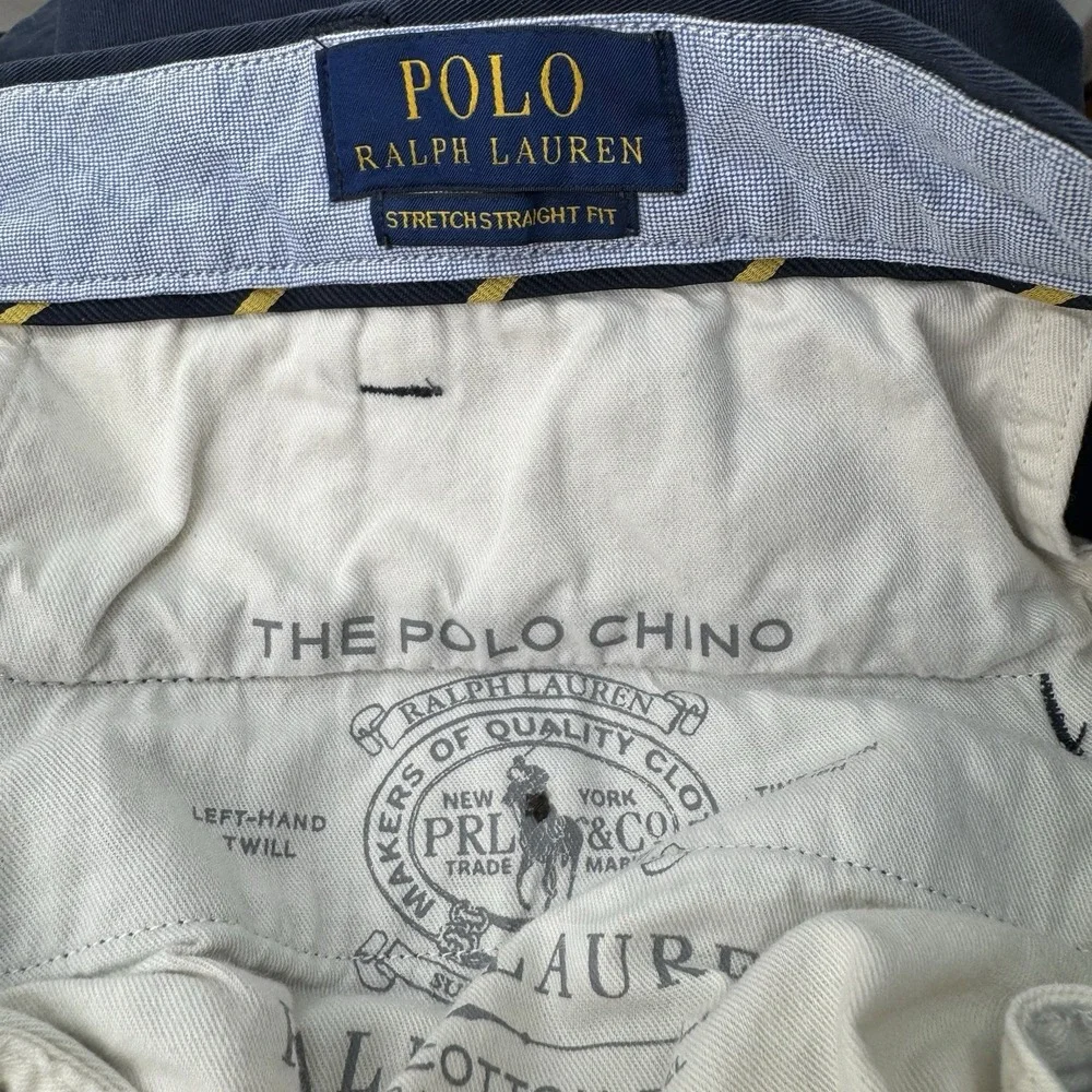 Polo by Ralph Lauren Stretch Straight Fit Chino Pant Mens 36x32 Navy BLUE Office